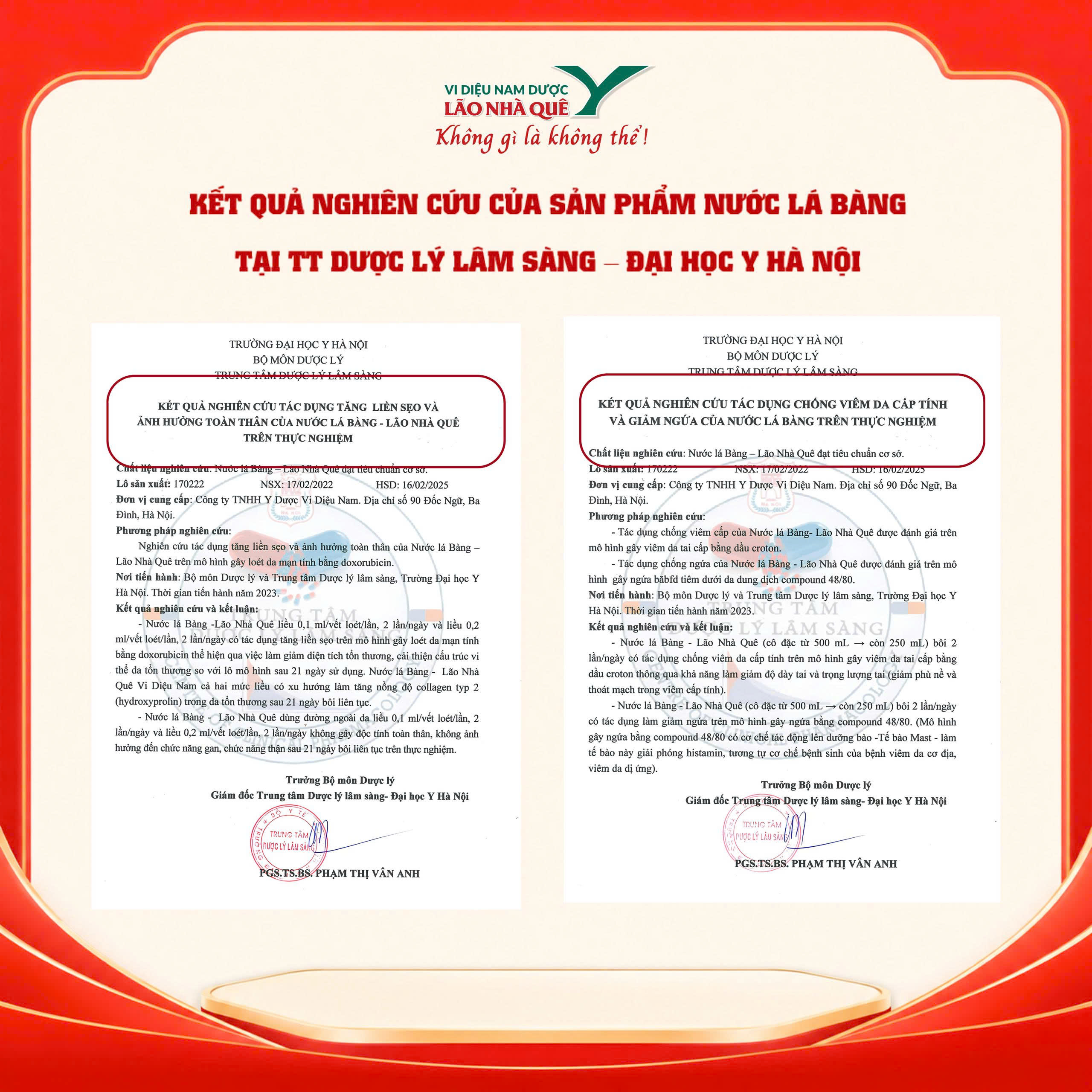Nghiên cứu tác dụng tăng liền sẹo, chống viêm da và giảm ngứa của Nước Lá Bàng