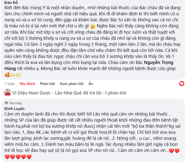 Chia sẻ trải nghiệm khi sử dụng bộ 3 Xương Khớp Lão Nhà Quê